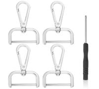 4 Pcs Mousquetons Pivotants,Dancepandas 35mm (1 Pouce) Anneau en D Détachable avec Fermoir à Vis en Métal avec 1 Tournevis,Poursacs,Bricolage,Artisanat