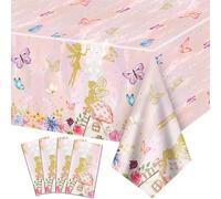 4 Pcs Nappes de fées - Housse de table pour fête d'anniversaire de fée, Fleur de printemps rectangulaire colorée pour les fournitures de fête de la princesse, de la fée et de la fleur, 130 x 220 cm