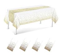 4 PCS Nappes Jetables Or Nappe Rectangulaire Mariage Nappe Imperméable Résistant pour 137 x 274 cm Picnic,Exterieur,Jardin,Anniversaire,Noël,Mariage