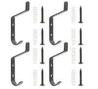 4 Pcs Panneaux acoustiques Panneaux muraux Crochets compatibles avec Akupanel, 13mm/0.5in double crochet, Crochet noir pour vestiaire, Crochet en acier carbone, fixation par vis avec vis fournies
