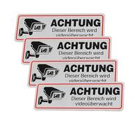 4 Pcs Panneaux de Vidéosurveillance, Autocollants de Vidéosurveillance 12 x 4 cm Panneaux D'avertissement en Aluminium Panneaux de Signalisation de Surveillance Par Caméra Surveillance Par Caméra