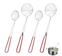 4 PCS Passoire à Fondue en Acier Inoxydable, Epuisette Fondue Chinoise, Écumoire avec Long Manche, Résistante à la Chaleur, Anti-Rouille, pour Fondue, Légumes, Viande et Poisson
