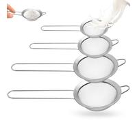 4 Pcs Passoire Cuisine Tamis Fin, Passoire Inox, 8/12/16/20 cm Tamis en Acier Inoxydable, Passoires en Acier Inoxydable à Mailles Fines pour Cuisson Légumes, Fruits, Farine, Jus, Thé, Sucre Glace.0