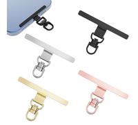 4 PCS Patch pour Cordon de Téléphone Portable, Métal Patch, Universel Métal Languette d'attache de Smartphones Attache Télé-Phone Rotative 360° en Acier Inoxydable (Rectangle)