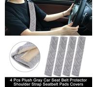 4 Pcs Peluche Gris Voiture Ceinture securité Protecteur Épaule Sangle Tampons Couvercles
