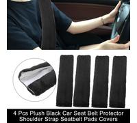 4 Pcs Peluche Voiture Siège Ceinture Protecteur Coussinet Doux Confortable Couvre Noir
