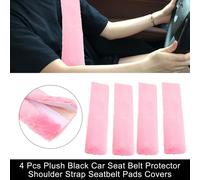 4 Pcs Peluche Voiture Siège Ceinture Protecteur Coussinet Doux Confortable Couvre Rose