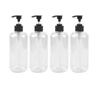 4 pcs Pet Bouteille de Savon Distributeurs de Savon et de Lotion Gel Douche Shampooing Bouteille 500ml Transparent Ménage Recyclable Savon à Main Conteneurs