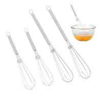 4 PCS Petits Mini Fouets, 13.5cm et 18cm, Petit Fouet Cuisine pour Pâtisserie, Batteur Manuel Compact et Résistant pour Œufs, Crème, Sauces et Mélanges Précis
