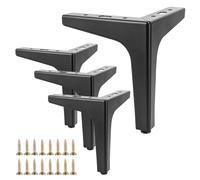 4 Pcs Pieds de Meuble Noirs, 15 cm Pied Canapé, Charge Jusqu'à 800 KG | Jambes de Table de Triangle, Pieds Armoire en Métal, Pied pour Meuble Canapé Placard Armoires Cuisine, avec 16 vis