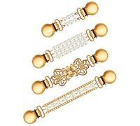 4 Pcs Pinces à Cardigan Vintage pour Femmes Broches de Chandail de Perle Épingle à Châle Antique Clip de Boucle de Cardigan de Chaîne à Maillons Pins à Clip de Châle (Style Classique)
