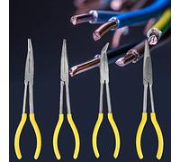 4 pcs Pinces mécaniques 11in Long 25 ° 45 ° 90 ° Flexion et Pointe Droite Long Nez Nez Pinces en Acier au Carbone Longue Aiguille Nez Pinces Kits Ensemble d'outils en Acier au Carbone