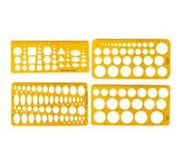 4 PCS Pochoirs Circulaires Transparents Orange pour Dessin, Outils de Mesure pour Bureau, École, Construction, Coffrage et Dessin Technique, Normographe Géométrique