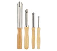 4 Pcs Poignée En Bois Circulaire Rond Trou Cutter Poterie Clay Cutters Sculpture Forage Bois En Acier Inoxydable Cercle Façonner Trou Cutters Outil pour Poterie Argile Sculpture(4 pièces)