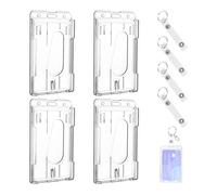 4 Pcs Porte Badge Vertical, Porte Carte Transparent Rigide Pour Le Pouce Étui Protection de Carte pour Bureau Scolaire Pour Proximité Crédit Visite d'identité et Passes Bus Pass Bus(4 Pcs Keyring)