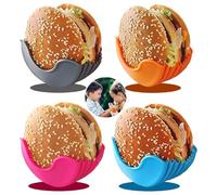 4 Pcs Porte Burger Silicone,Porte-Burger Rétractable,Convient pour Les Sandwichs Burger Donuts，Conviennent pour Les Amateurs de Hamburgers Adultes