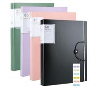 4 Pcs Porte Documents A4 avec Pochettes,Chemises A4 à 20/30/40/60 Pochettes | Porte Documents Transparent avec intercalaires pour documents scolaires, bureau, certificats et reçus