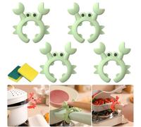 4 Pcs Porte Spatule en Forme de Crabe, Porte Ustensiles de Crabe, Repose Cuillère en Silicone, Support Spatule de Crabe, Crab Spatula Holder, Crab Utensil Holder, Crab Spoon Holder (Vert)