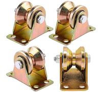 4 Pcs Poulie de Levage, Roue Gorge V Poulie Simple pour de Levage Mouflage, Rail Roulette Portail Coulissan Capacité de Charge 210kg, Roulette à Rainure Poulie Cable pour Cordes Machines Industrielle