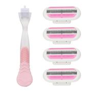 4 Pcs Razors Women Blades Refills With 1 Pink Handle, 3 Layer Blade & Pivoting Head,Compatible with Venus Womens Razors, Washable Easy to Replace Razor Blades Ladies Sensitive Skin