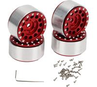 4 PCs RC Beadlock Wheel -Hubs alliage d'aluminium jantes Hub pour Traxxas 1/18 CARS AXIAL SCX24 1/24 Rouge