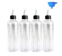 4 Pcs Recipient Sauce, 250ml Bouteilles à Presser, Bouteille de Condiments, Bouteilles Flacons Souples Doseuses en Plastique pour Distributeur de Huile Vinaigre de Soja Ketchup Sauce, avec Entonnoir