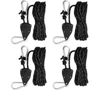 4 Pcs Reflective Camping Tent Rope,6 Mm X 5 M Ratchet Ropes With Turnbuckles,Paracord Nylon Rope,Ratchet Hooks For Camping Hiking Plants Lamp (Black)