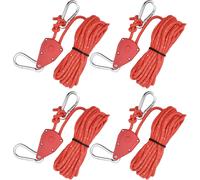 4 Pcs Reflective Tent Rope, 4mm Ratchet Ropes With Hooks, 5m Lightweight Camping Rope For Tent, Paracord Rope With Pulley For Awning, Tent, Tarpaulin, Outdoor Hiking (Red)