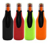 4 Pcs Refroidisseurs de Bouteilles de Bière de 330 ml,Housses Lsothermes Réutilisables en Néoprène Antidérapant avec Fermeture Éclair,Manchons Isolants pour Bouteille de Bière