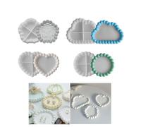 4 PCS Resine Epoxy Moule en Silicone, Dessous De Verre Moulle DIY Table à Manger Et DéCoration D'IntéRieur pour sous-Verres, Porte-Bijoux, Tapis de Bol, Porte-Tasses, Bougeoirs, Décors