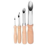 4 PCS Round Hole Sludge Cutter, Wood Handle and Metal Circular Clay Hole Cutters Tool Set, Comfortable Pottery Clay Tool for Pottery Sculpture DIY Clay Modeling (4 Sizes a Pack)