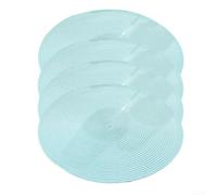 4 Pcs Round Woven Placemats Heat Resistant Plastic(Blue) | Tight spiral weave, flat stable pour surface, holds plates bowls securely, 38cm diameter, plastic