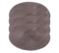 4 Pcs Round Woven Placemats Heat Resistant Plastic(Brown) | Tight spiral weave, flat stable pour surface, holds plates bowls securely, 38cm diameter, plastic