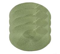 4 Pcs Round Woven Placemats Heat Resistant Plastic(Green) | Tight spiral weave, flat stable pour surface, holds plates bowls securely, 38cm diameter, plastic