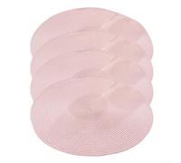 4 Pcs Round Woven Placemats Heat Resistant Plastic(Pink) | Tight spiral weave, flat stable pour surface, holds plates bowls securely, 38cm diameter, plastic