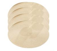 4 Pcs Round Woven Placemats Heat Resistant Plastic(White) | Tight spiral weave, flat stable pour surface, holds plates bowls securely, 38cm diameter, plastic