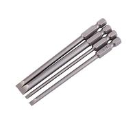 4 pcs S2 Alliage d'Acier 100mm 1/4 pouce Tige Hexagonale Forme 3mm-6mm Magnétique Tête Plate Fendue Pointe Tournevis Bits Kits