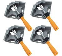 4 Pcs Serre Joint Angle 90 °,Etau D'angle Alliage d'Aluminium,Pince de Soudage d'angle avec Mâchoire Pivotante Réglable,pour Outils Menuisier,Soudage de Charpentier Gris