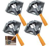 4 Pcs Serre Joint Angle 90 °, Etau D'angle Alliage d'Aluminium, Pince de Soudage d'angle avec Mâchoire Pivotante Réglable, pour Outils Menuisier, Soudage de Charpentier Gris (4 pcs)