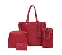 4 Pcs Set avec Sac à Main Femme Été Tendance - Sac Bandoulière, Portefeuille, Porte-Cartes, Sac Porté Épaule, Besace, Cabas - Ensemble Sacs à Main Bandoulières