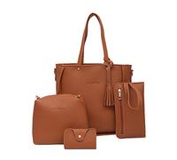4 Pcs Set avec Sac à Main Femme Été Tendance - Sac Bandoulière, Portefeuille, Porte-Cartes, Sac Porté Épaule, Besace, Cabas - Ensemble Sacs à Main Bandoulières