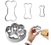 4 pcs Set d’emporte-pièces en forme d'os et de patte de chien,Emporte-Pièces en Forme d'Os pour Chiens,Emporte-pièces Inoxydable Biscuit pour Biscuits, Gâteaux, Cookies, bonbons