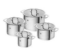 Zwilling Batterie de cuisine TrueFlow – 4 pièces, inoxydable, couvercle verseuse, induction, argent