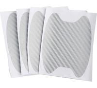 4 pcs/set poignée de porte de voiture adhésive Film protecteur anti-rayures en fibre de carbone Argenté