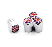 4 Pcs/Set Tire Valve Dust Caps Angleterre Drapeau National Britannique Alliage D'aluminium/Cuivre pour Voitures (Argent)