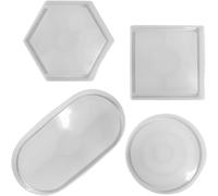 4 Pcs Silicone Tray Mold Coaster Diy Epoxy Resin Plates Silicone Moulds Coaster Coaster Cup Tray Tea Tray Fruit Tray