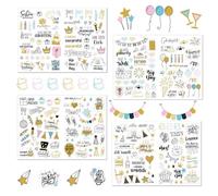 4 Pcs Stickers Anniversaire, Stickers Joyeux Anniversaire, Stickers DIY, Cartes D'anniversaire Et Stickers Cadeaux, Stickers Anniversaire Avec Effet Transparence Pour Scrapbooking (Coloré)