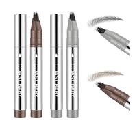 4 Pcs Stylo Sourcil Effet Poil Feutre Sourcil Feutre A Sourcils Résistant À L'eau Bavures Couleur Longue Tenue Crée Une Forme Sourcils Naturelle Tridimensionnelle Pour Fini Défini Réaliste(Brun&Noir)
