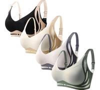 4 Pcs Super Firming Wire-Free Push Up Bra Non Wired Anti-Sagging Bra | High Support Sleep Comfort Bralettes Ladies Soft Tshirt Padded Bra Full Coverage Sports Bralette Super Firming Lifting Bras