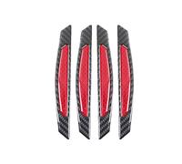 4 Pcs Super Rouge Autocollants RéFléChissants Bandes de Fibre de Carbone de Voiture CôTé Porte Bord Pare-Chocs Anti-Scratch Protection Gardes